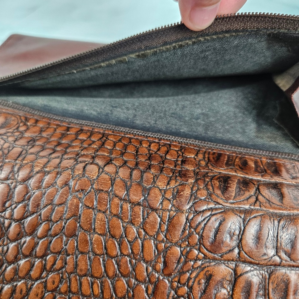 Brahmin Tuscan Croc leather wallet, two toned brown checkbook vintage wallet - Picture 7 of 10